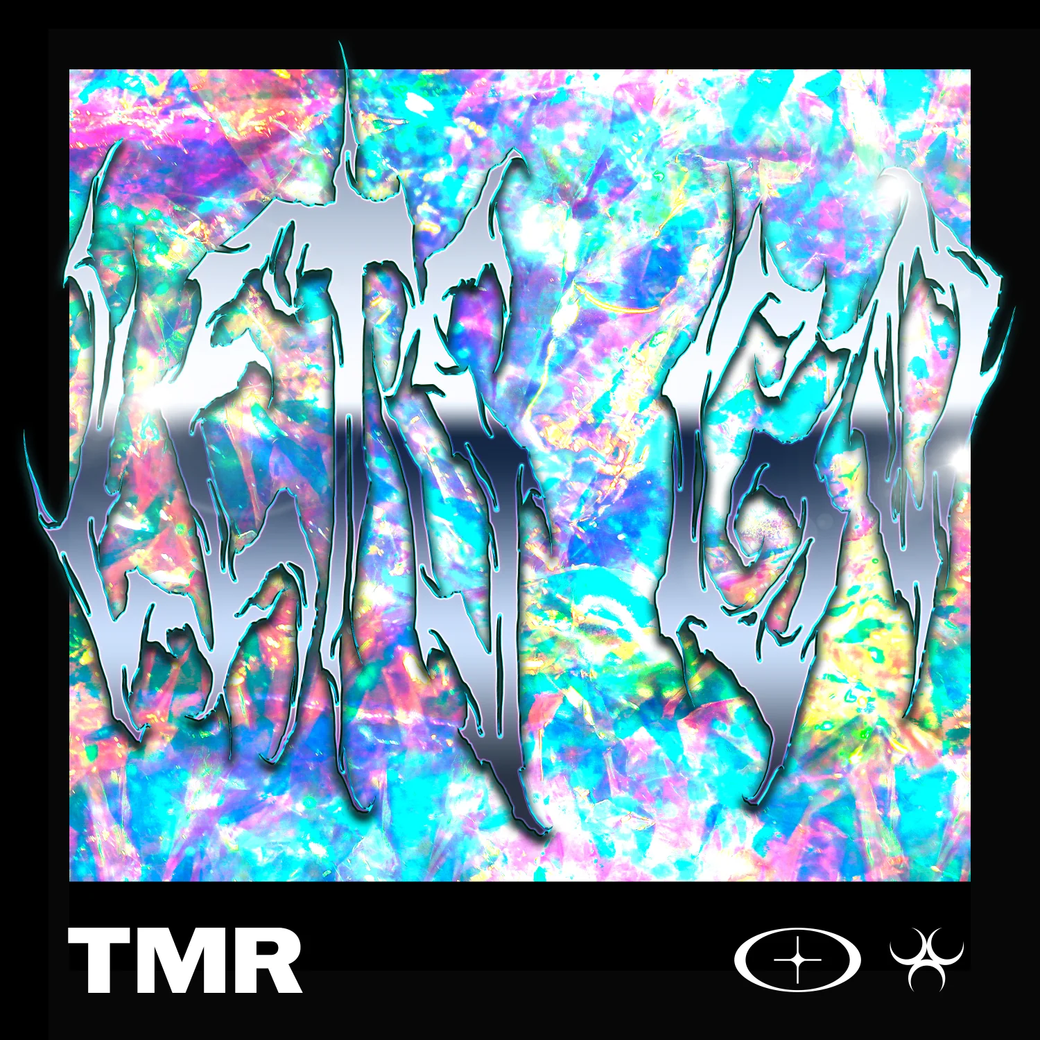 Music Cover Art für Lets Go – iridescent Chrome-Typografie auf opal-Textur